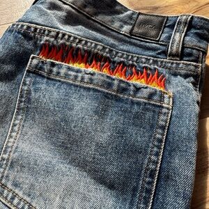 RVCA Embroidered Denim Shorts